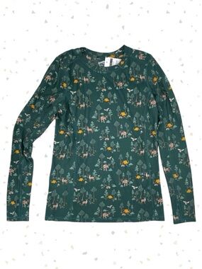 Duluth Trading Buck Naked Long Sleeve Base Layer Green Woodland Top Size M NEW